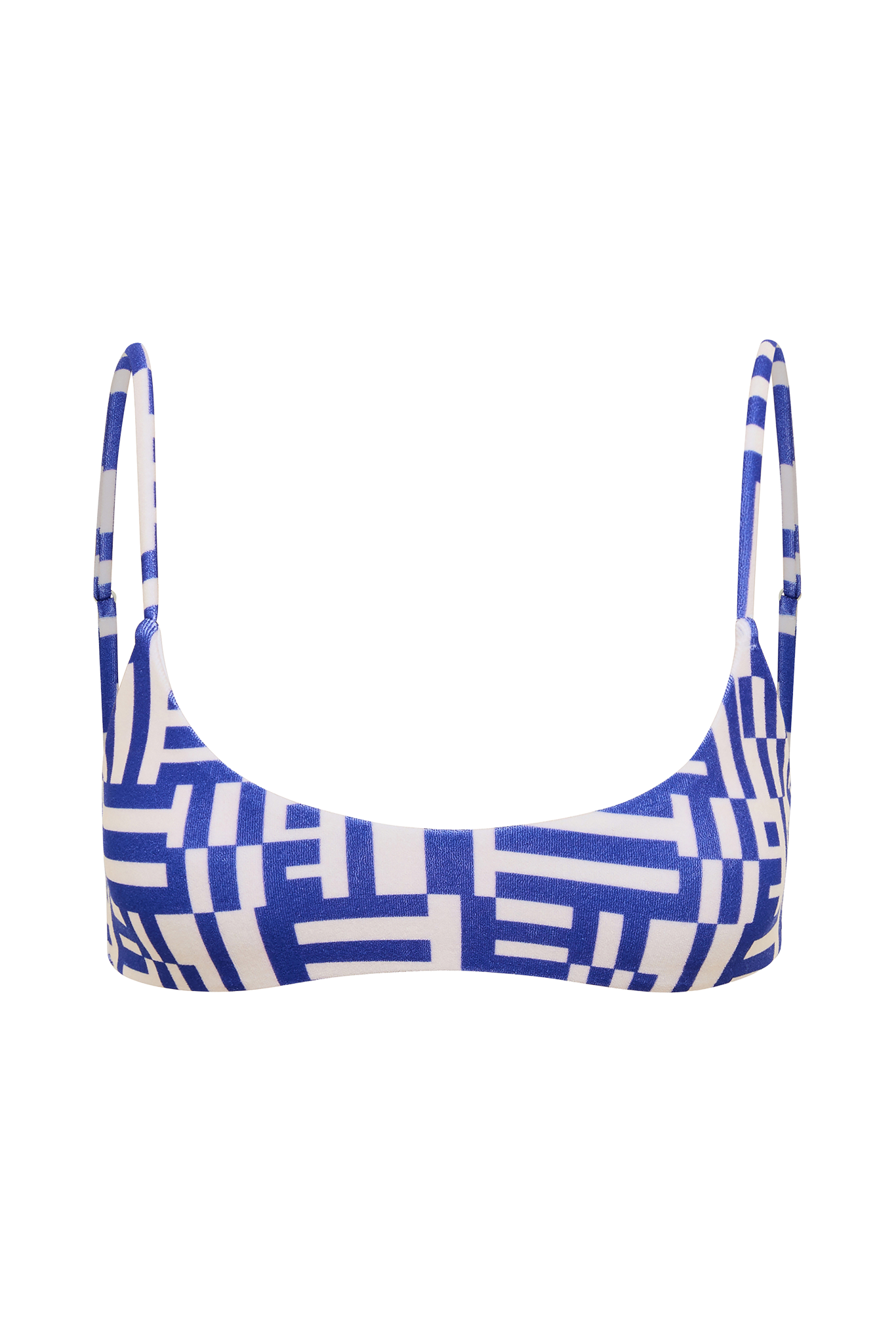 DiSKO Scoop Crop Bikini Top - Blue Maze - product front