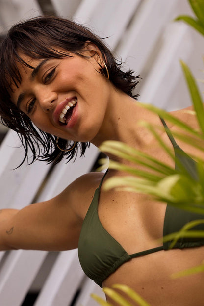 disko olive triangle bikini top