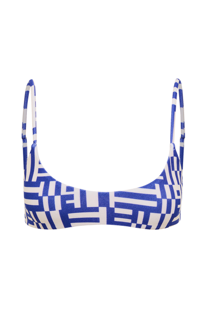 DiSKO Scoop Crop Bikini Top - Blue Maze - product front