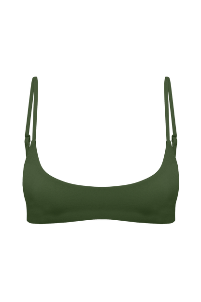 DiSKO Scoop Crop Bikini Top - Olive - product front