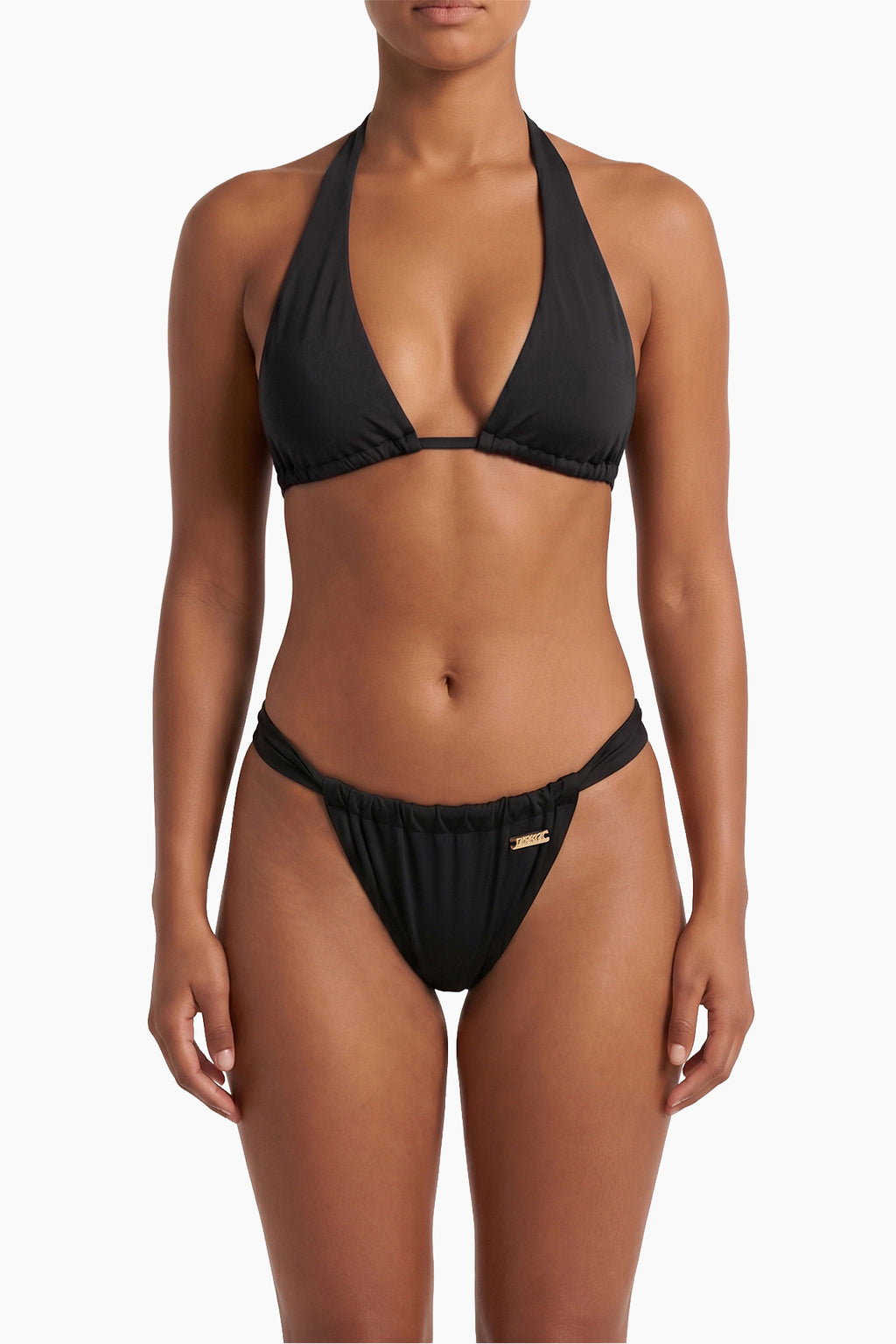 Ruched Bikini Bottom - Black