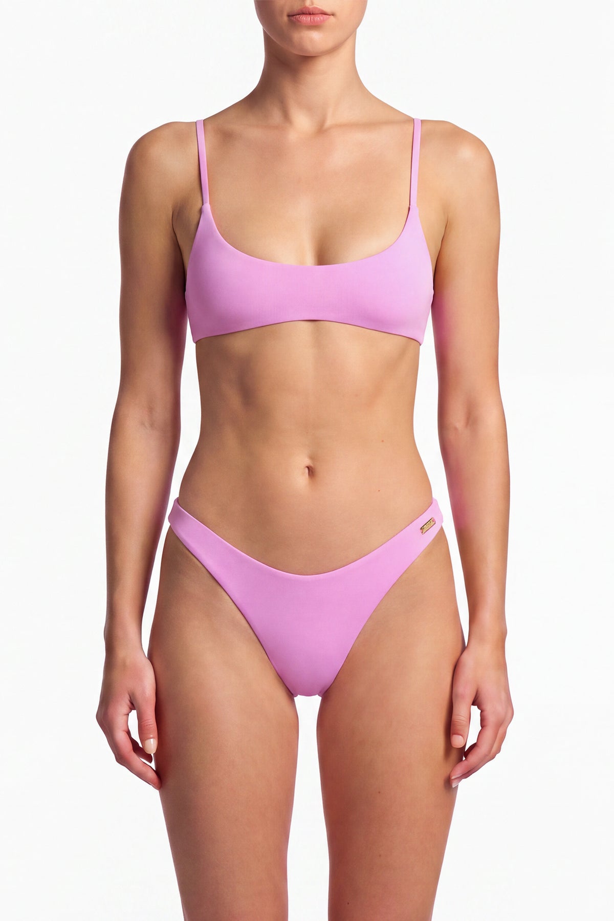 Scoop Crop Bikini Top - Pink