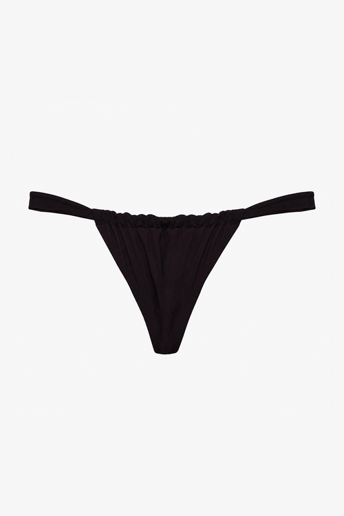 Ruched Bikini Bottom - Black